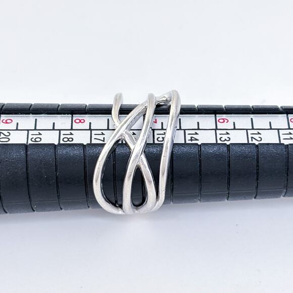 Vintage Sterling Silver 925 Open Crossover Band Ring Size 7 - Picture 6 of 8